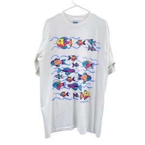 Vintage CYRK sport Tropical fish graphic tee tshirt size XL USA 1996
